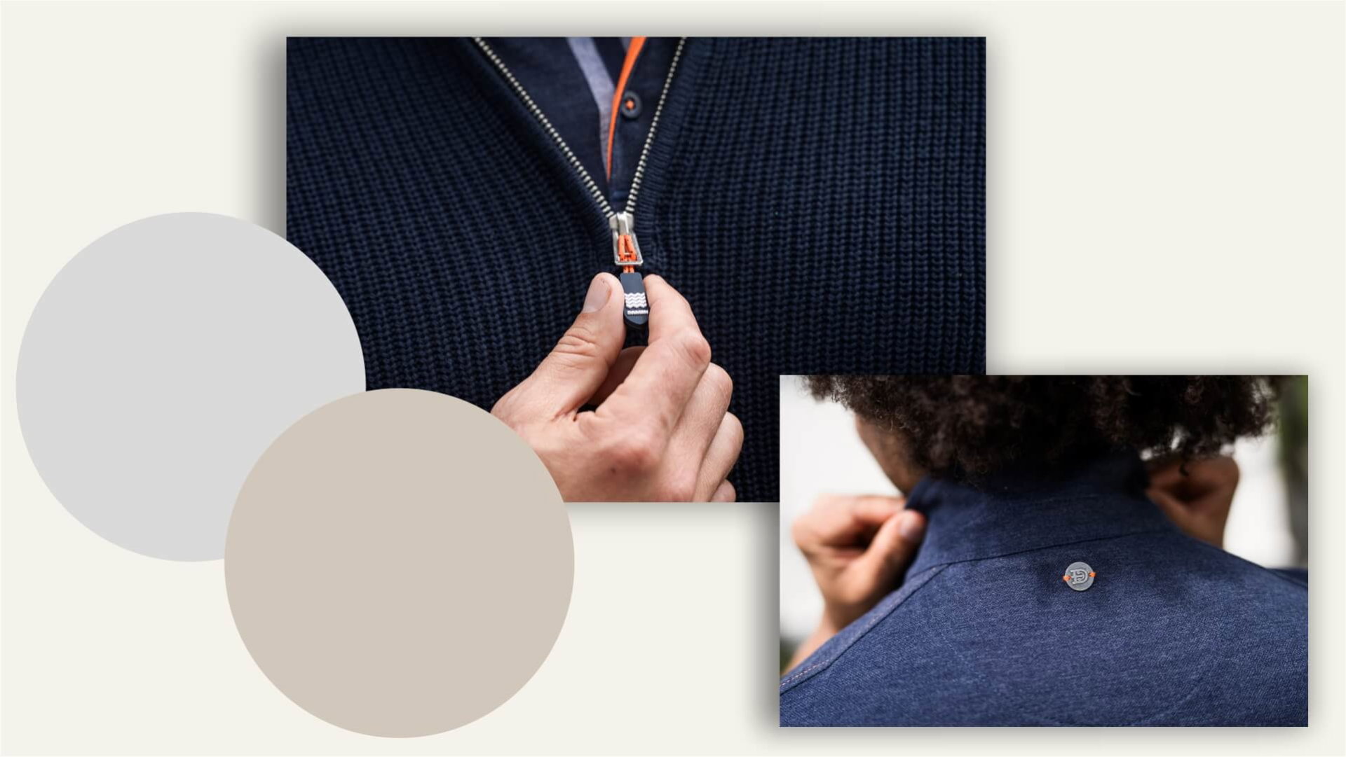 Trendkleuren blog 2026 (1) Detail van bedrijfskleding in navy met subtiele accentkleur, passend bij trendkleuren voor bedrijfskleding in 2026