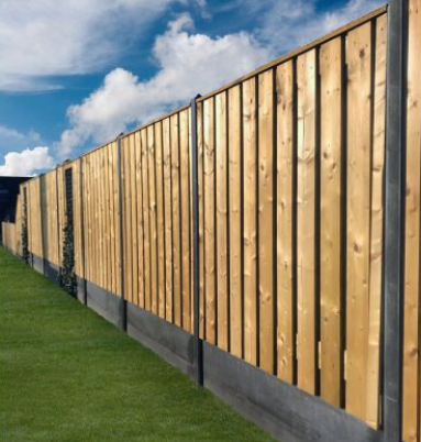 betonpaal antraciet met schutting