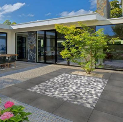 terras met antraciet tegel 60x60